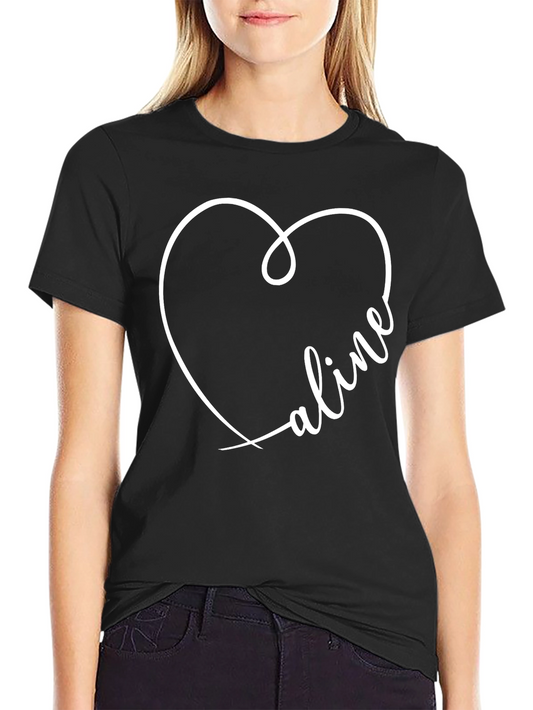 Heart Name Personalized Black T-Shirt