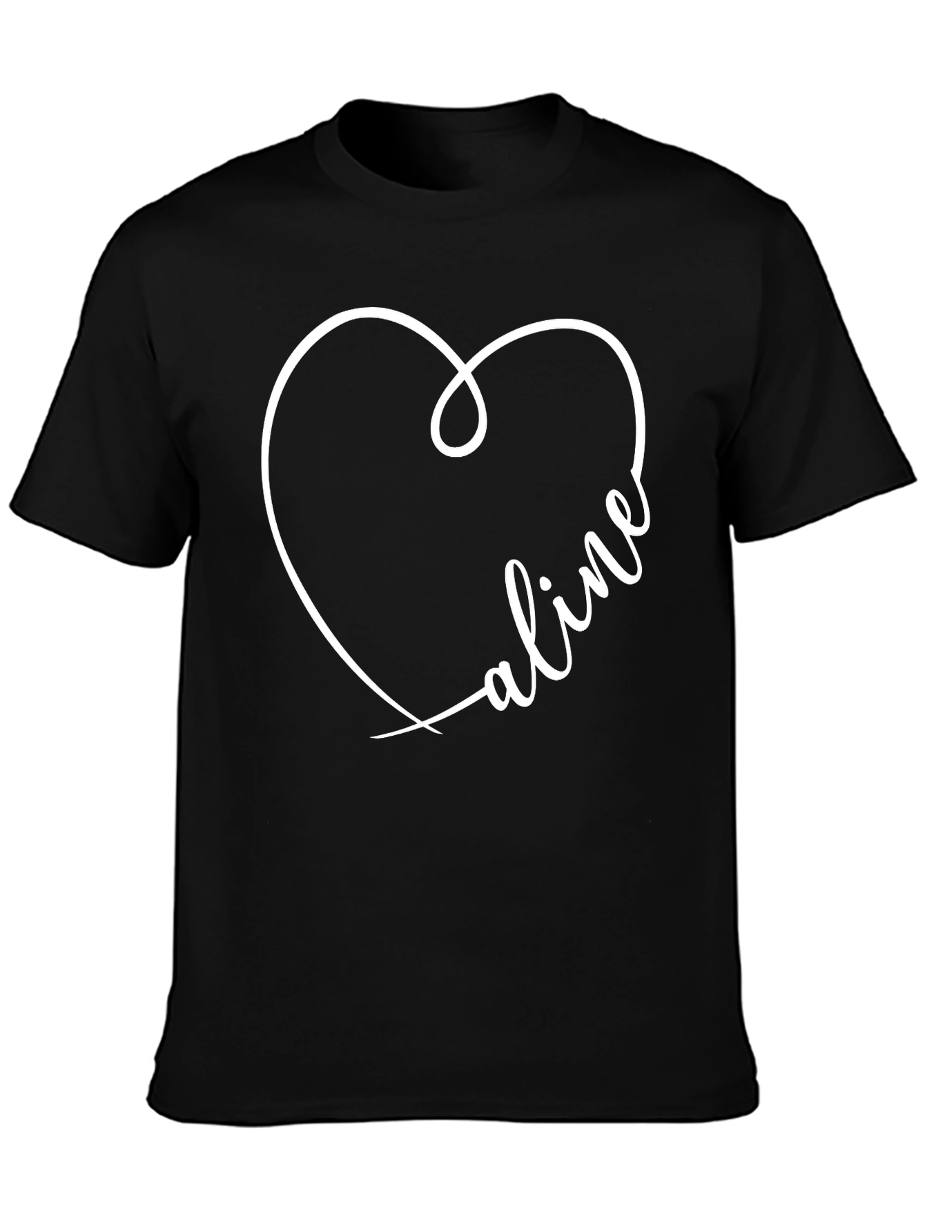 Heart Name Personalized Black T-Shirt