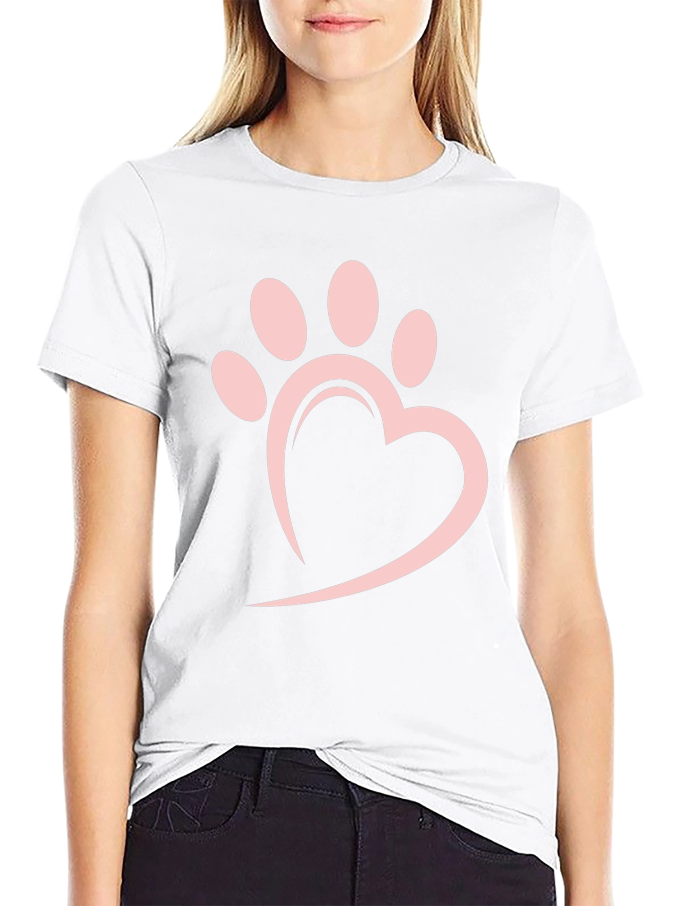 Heart Paw Print Black T-Shirt