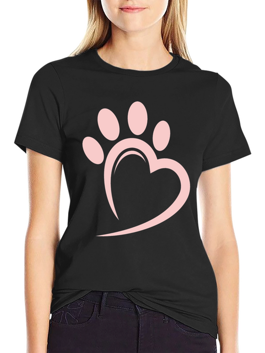 Heart Paw Print Black T-Shirt