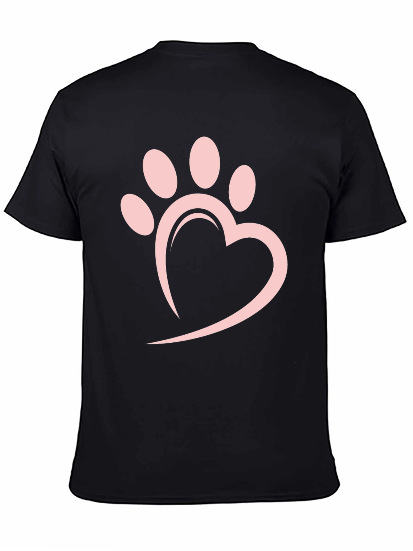 Heart Paw Print Black T-Shirt