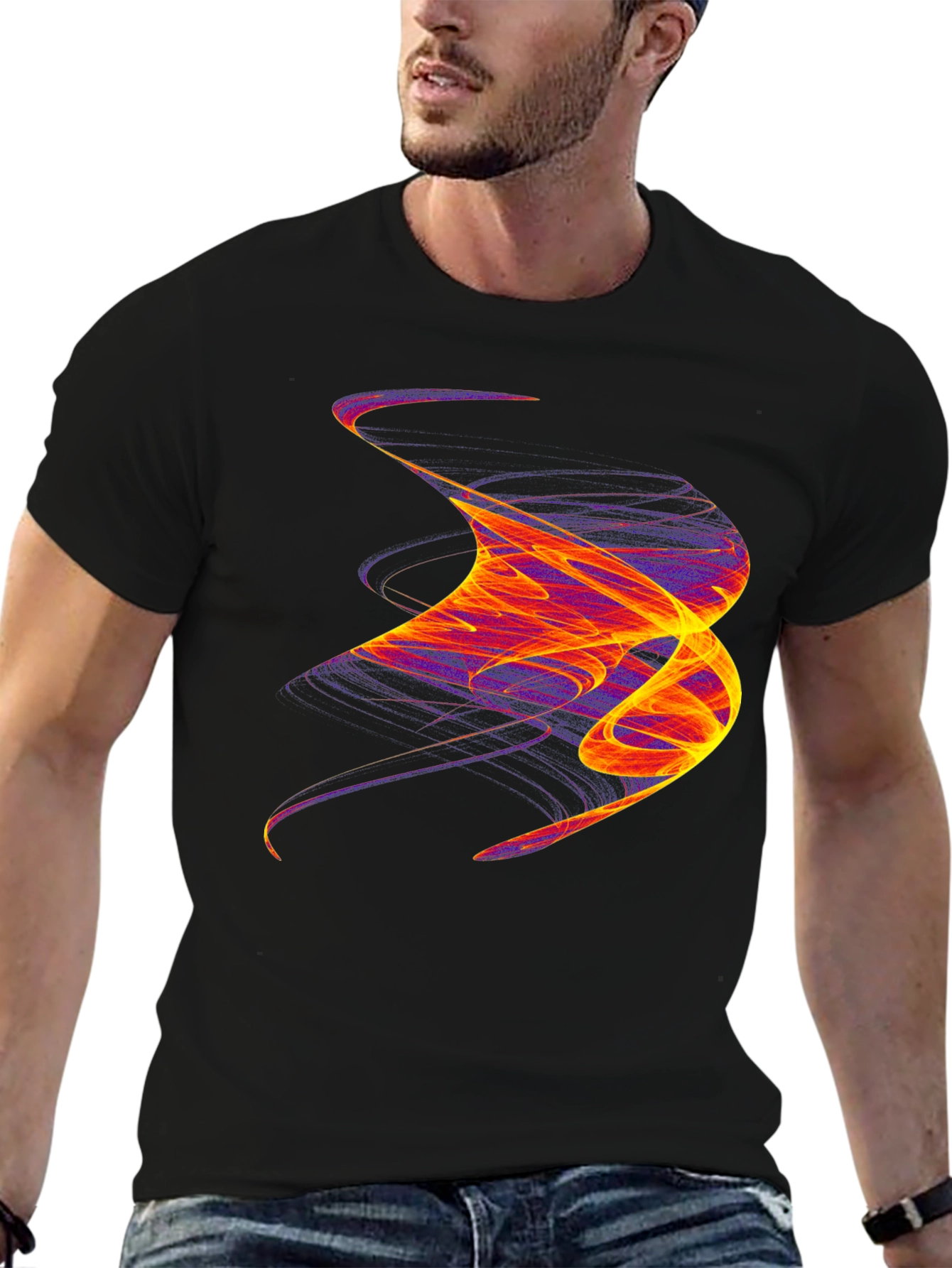 Abstract Swirl Graphic Tee - Bold Artistic Statement Shirt