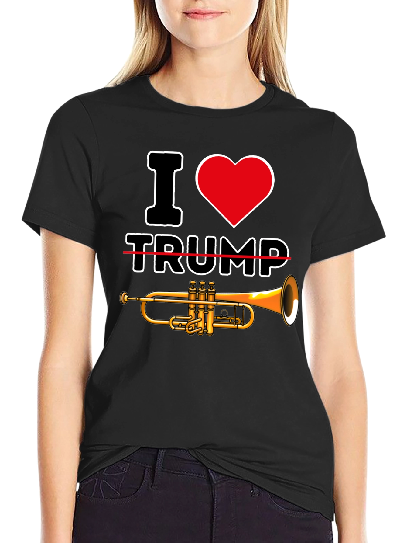 I Heart Trump-et Black Graphic Tee