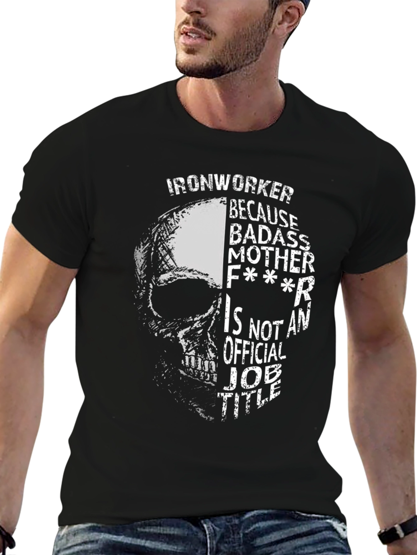 Ironworker Badass Skull Graphic T-Shirt