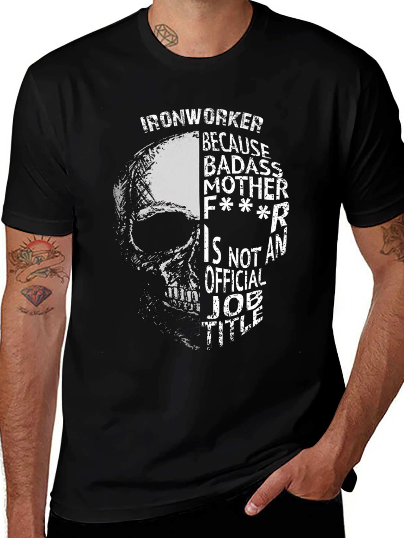 Ironworker Badass Skull Graphic T-Shirt