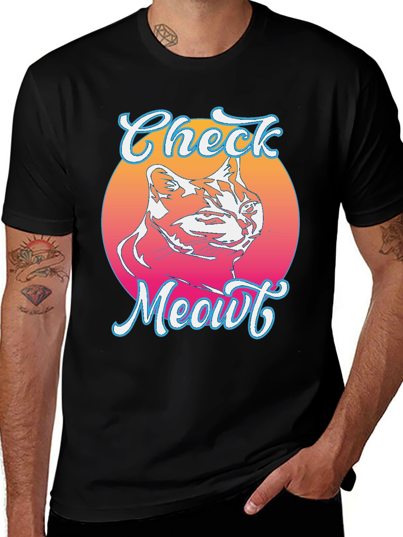 Check Meowt Cat Graphic Tee - Trendy Unisex T-Shirt