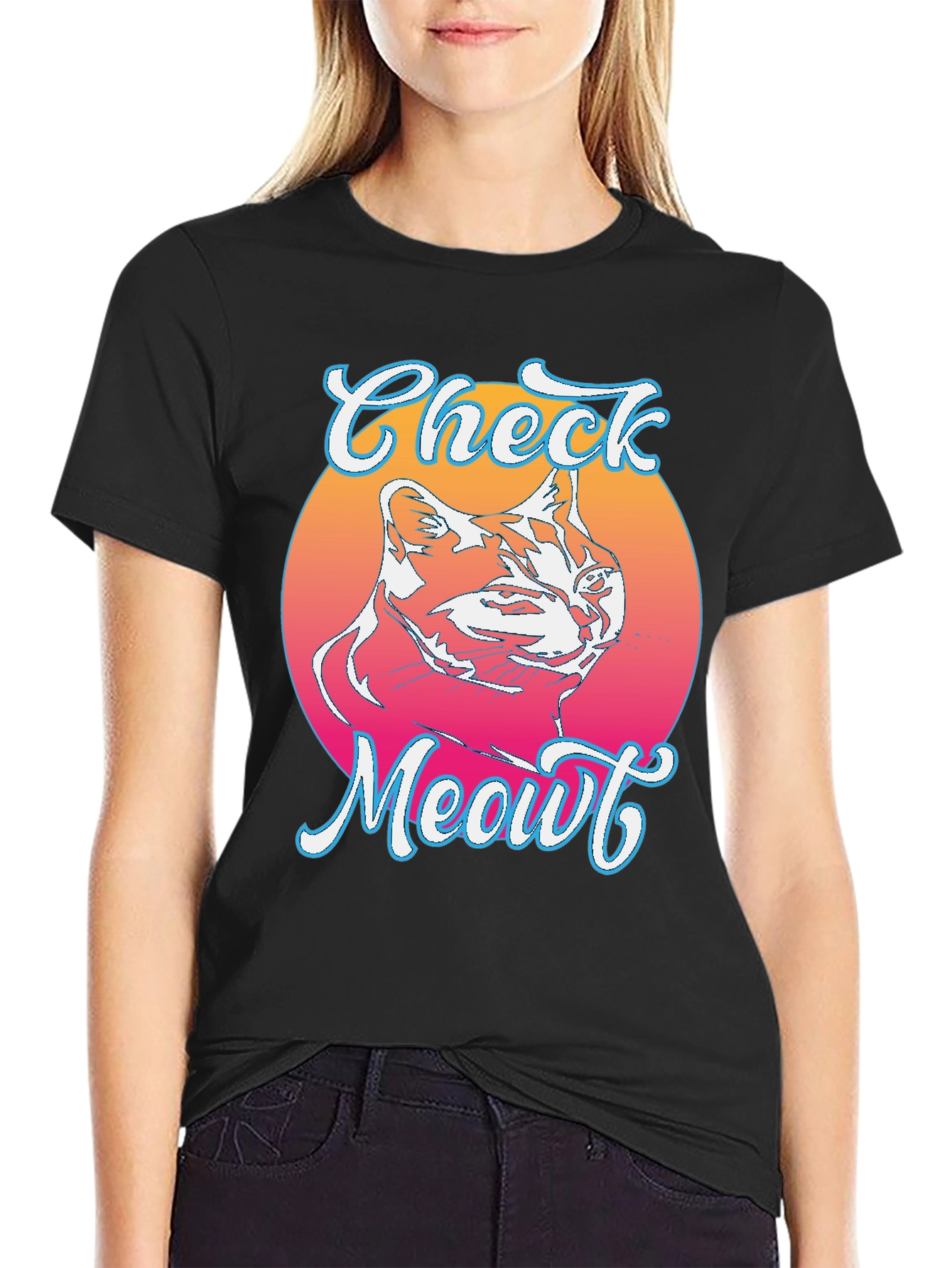 Check Meowt Cat Graphic Tee - Trendy Unisex T-Shirt