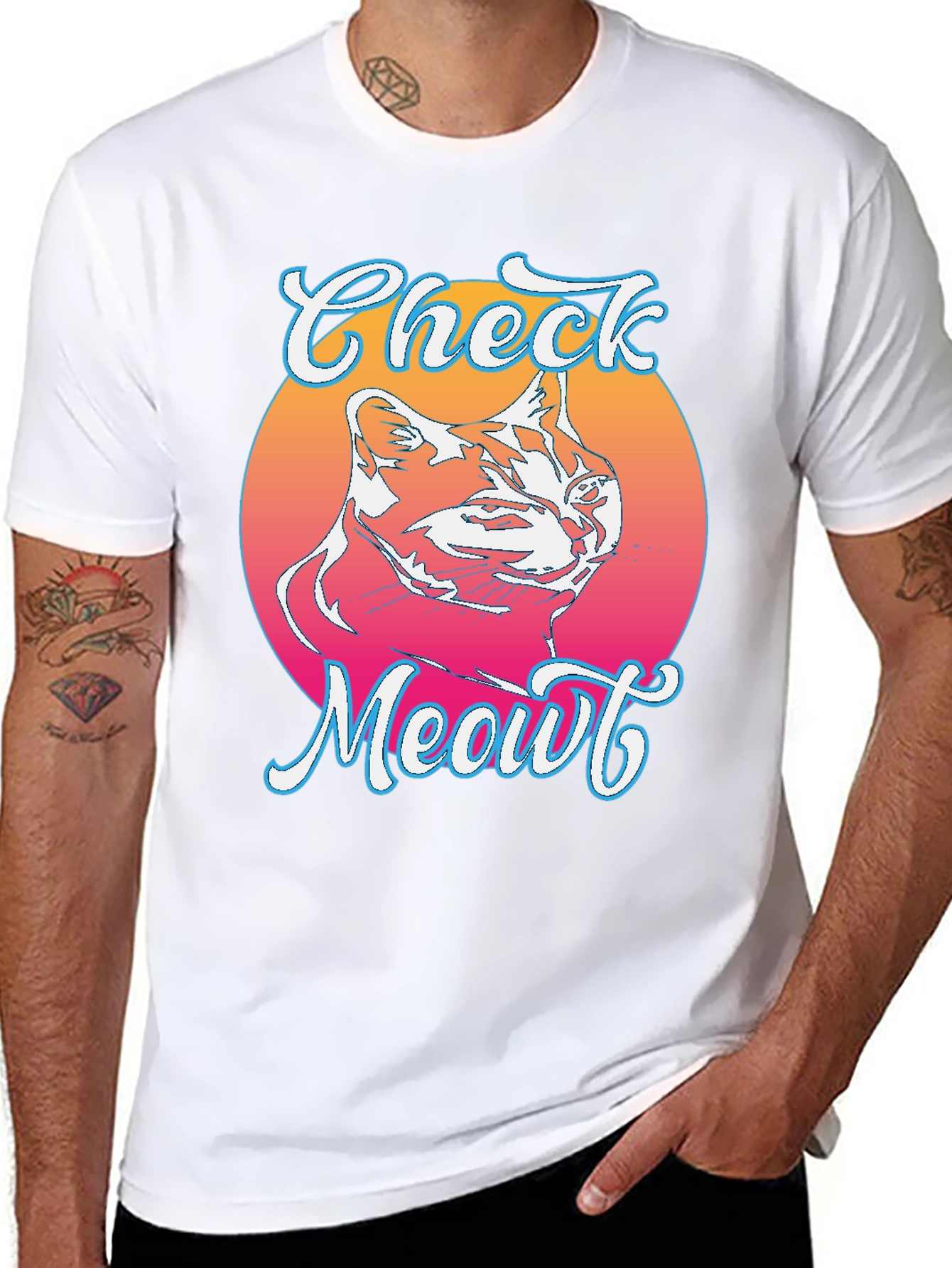 Check Meowt Cat Graphic Tee - Trendy Unisex T-Shirt
