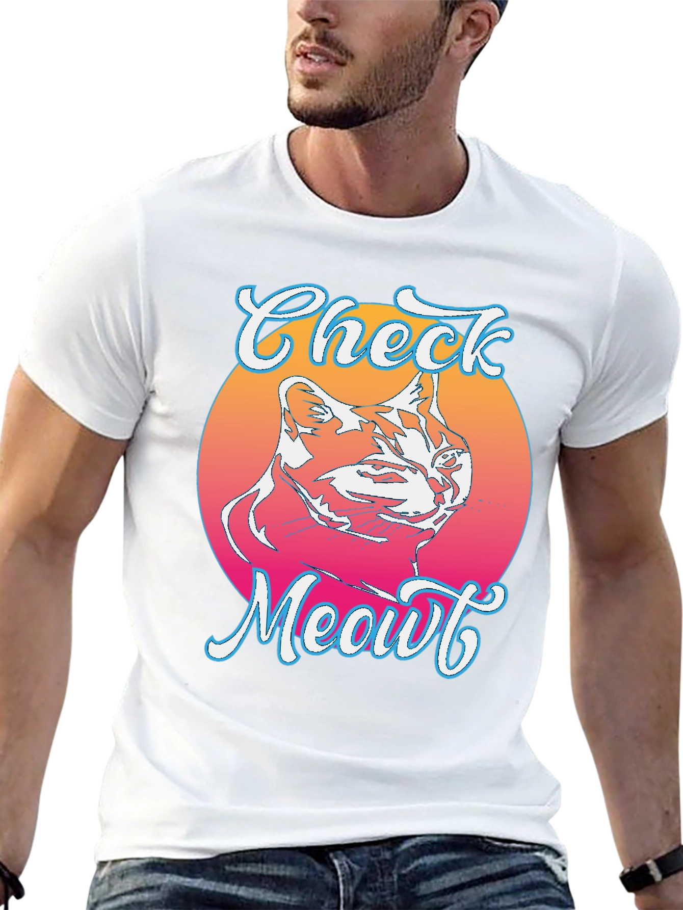 Check Meowt Cat Graphic Tee - Trendy Unisex T-Shirt