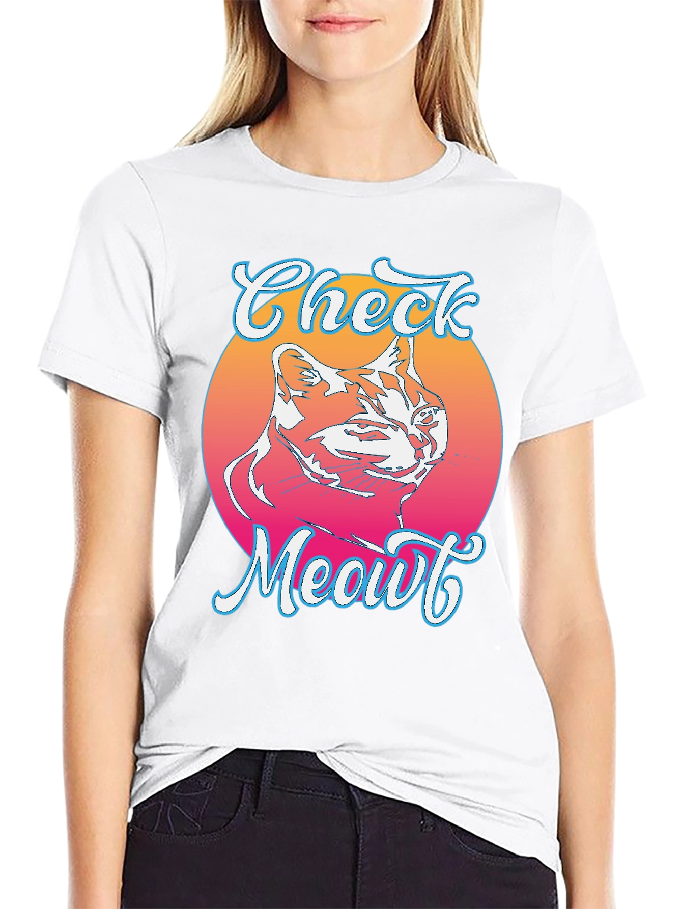 Check Meowt Cat Graphic Tee - Trendy Unisex T-Shirt