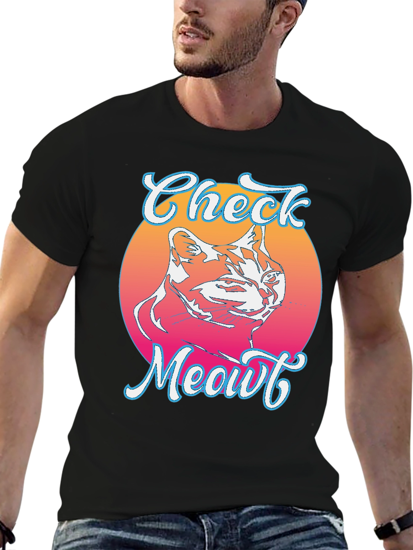 Check Meowt Cat Graphic Tee - Trendy Unisex T-Shirt