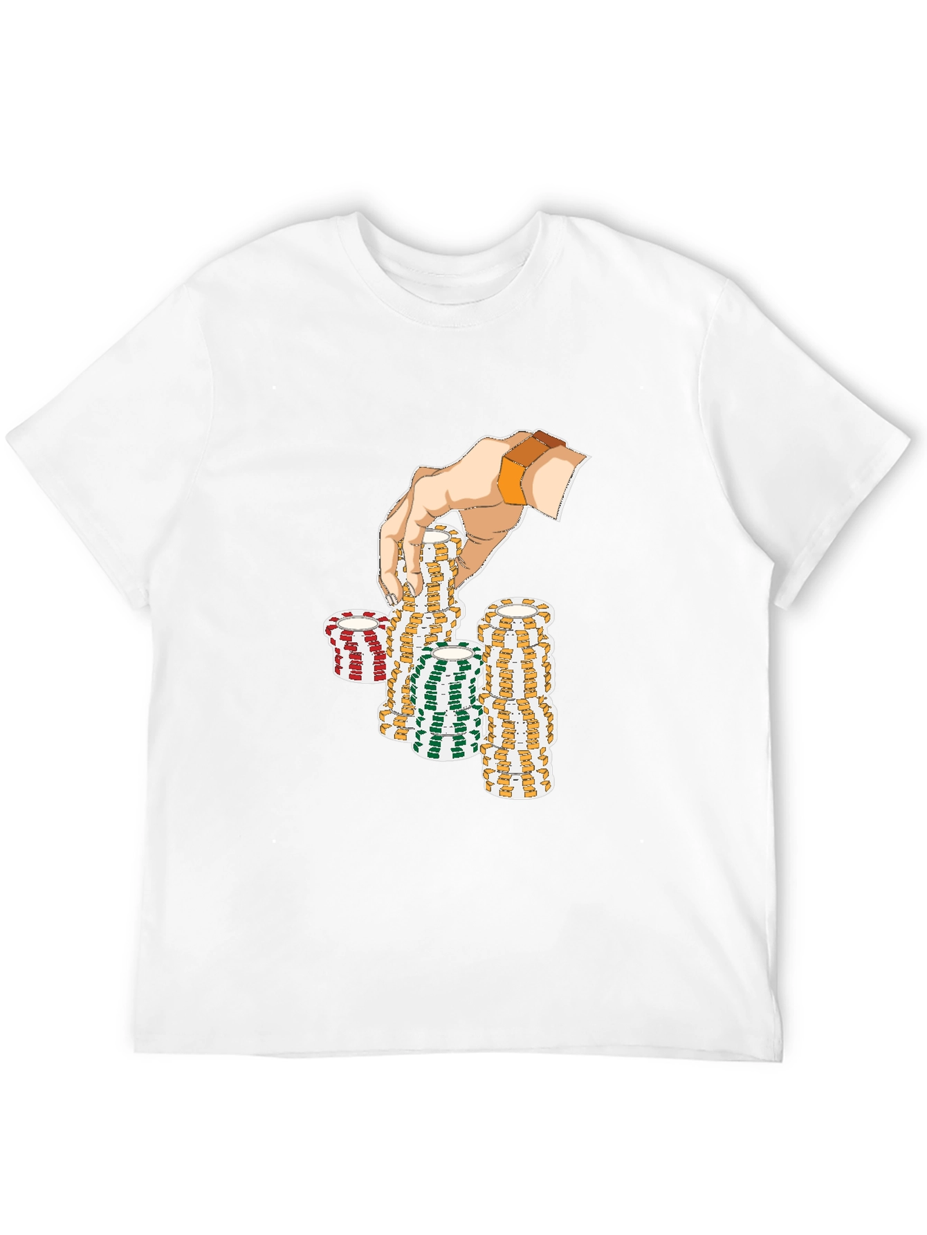 Gamblers Hand Graphic Tee - Lucky Poker Chips Design