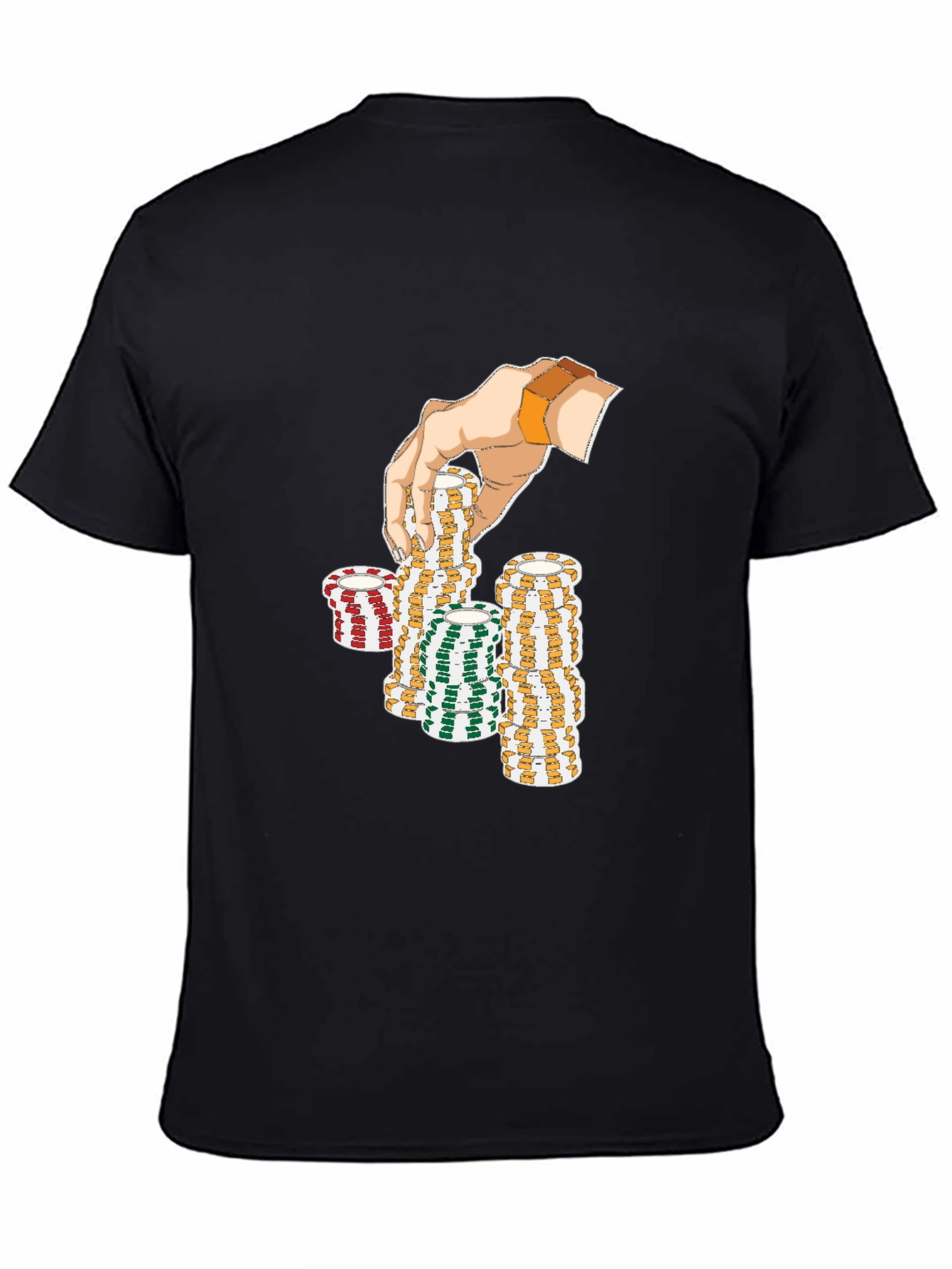Gamblers Hand Graphic Tee - Lucky Poker Chips Design