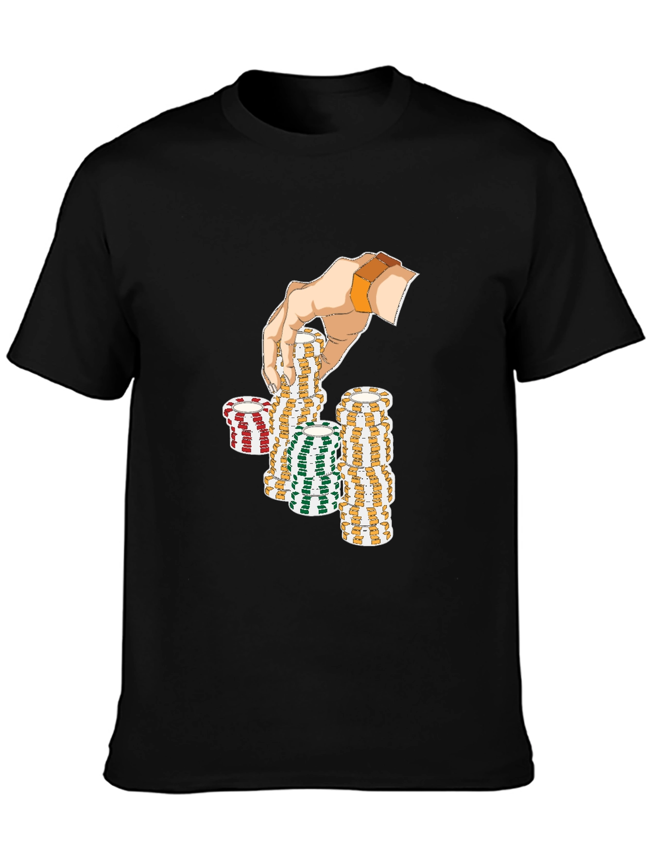 Gamblers Hand Graphic Tee - Lucky Poker Chips Design