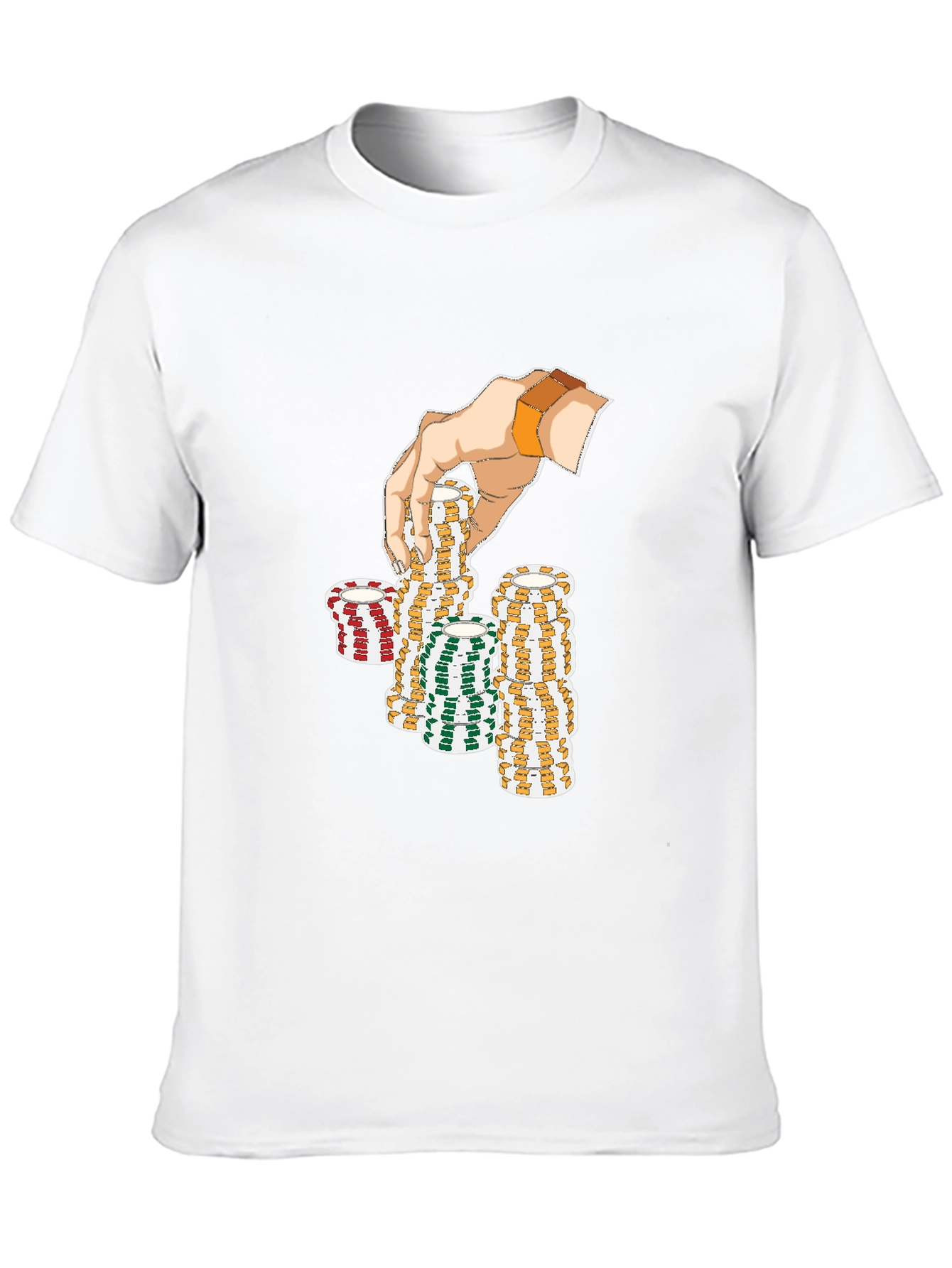 Gamblers Hand Graphic Tee - Lucky Poker Chips Design
