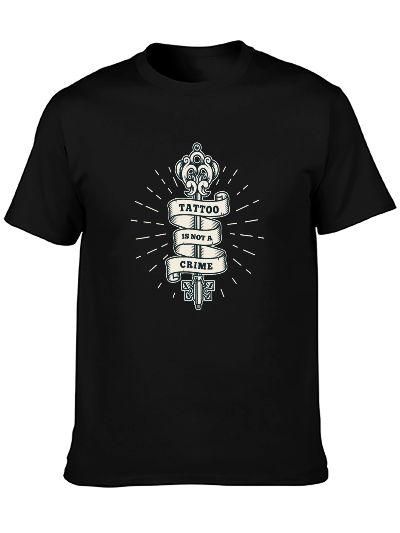 Tattoo Is Not A Crime Graphic Print Black T-Shirt