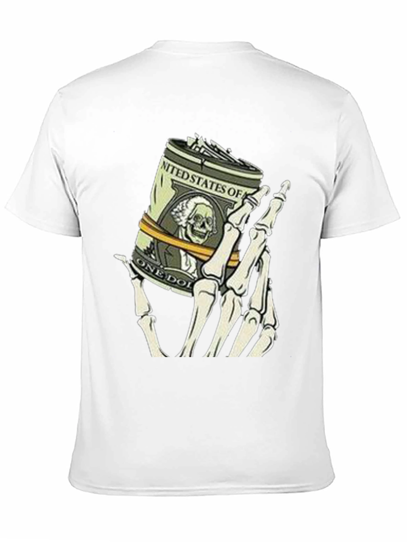 Money Skeleton Hand Graphic Tee - Black Cotton Shirt