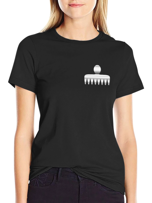 Mens Black Graphic Tee with Comb Design