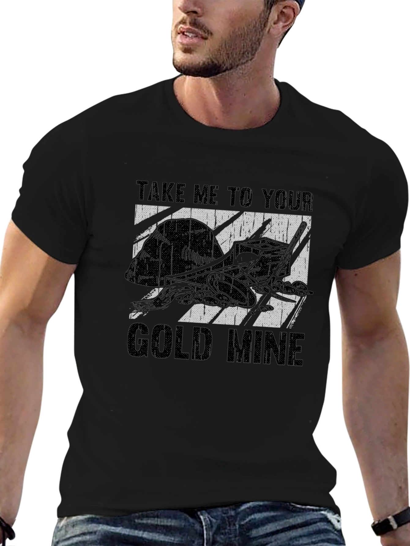 Take Me To Your Gold Mine Black T-Shirt