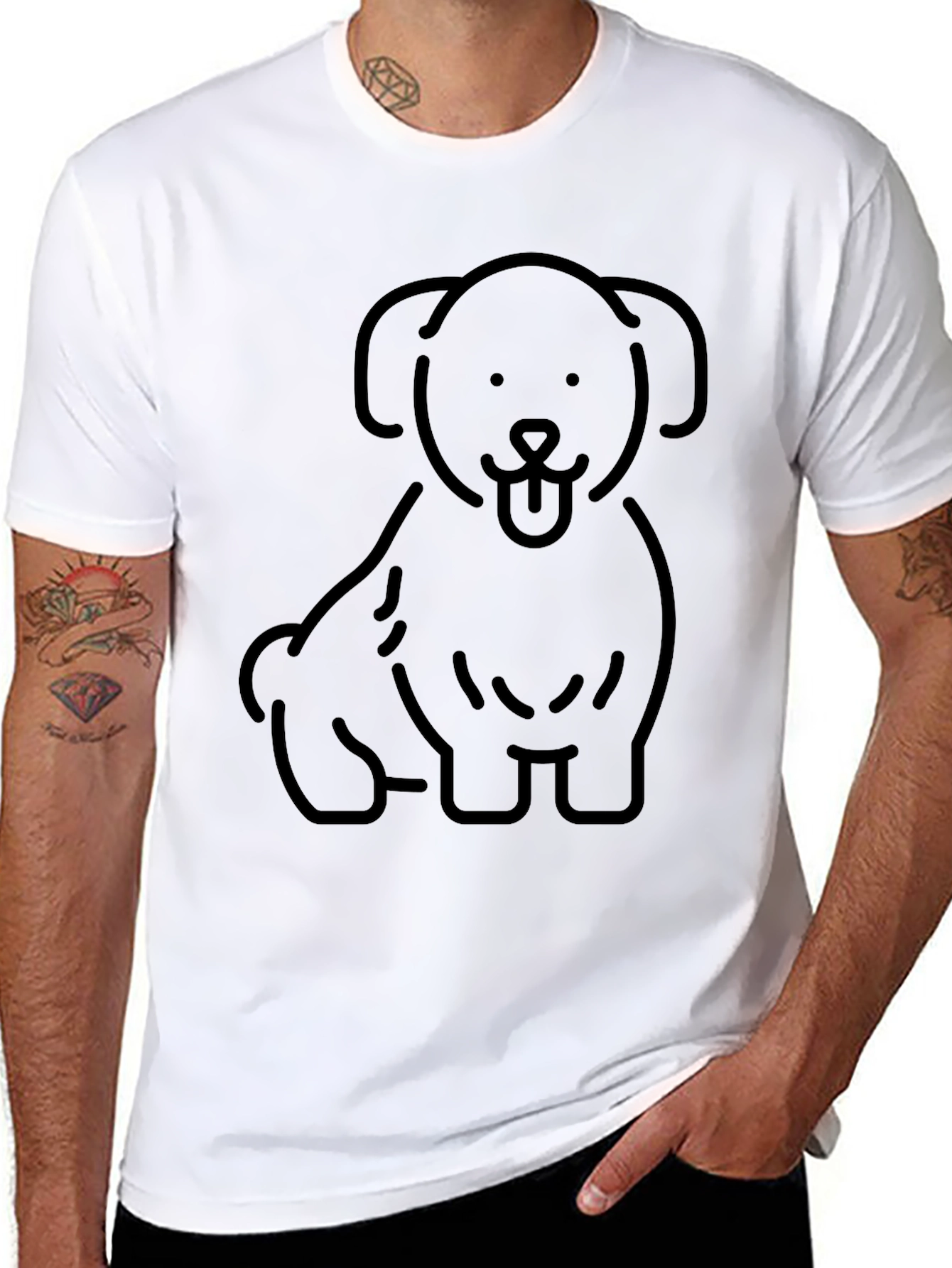 Mens Black Dog Graphic Tee - Casual Style