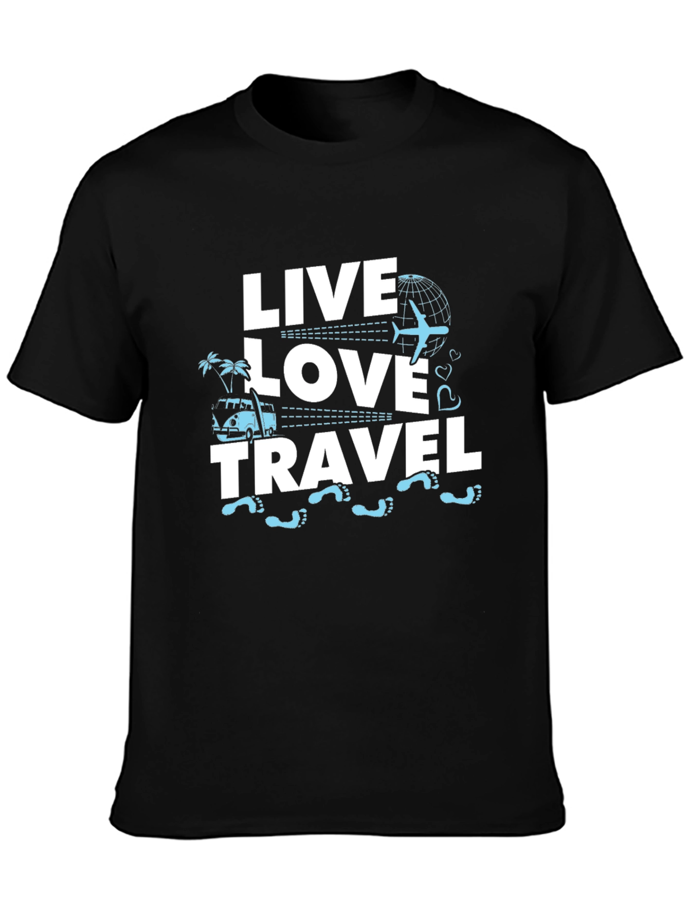 Live Love Travel Graphic Tee - Black