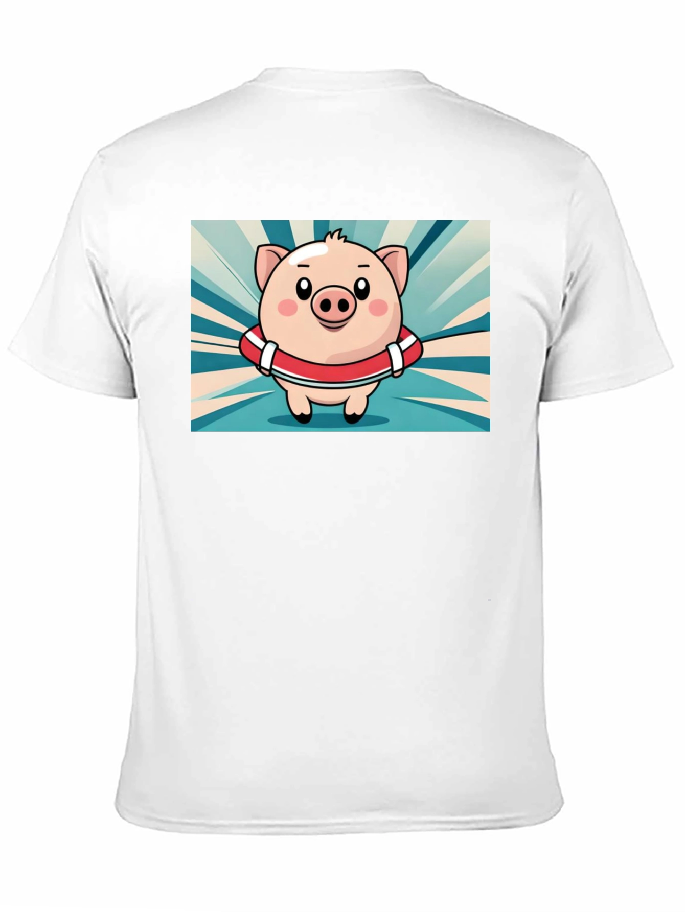 Pig Cartoon Graphic Tee - Black Cotton T-Shirt