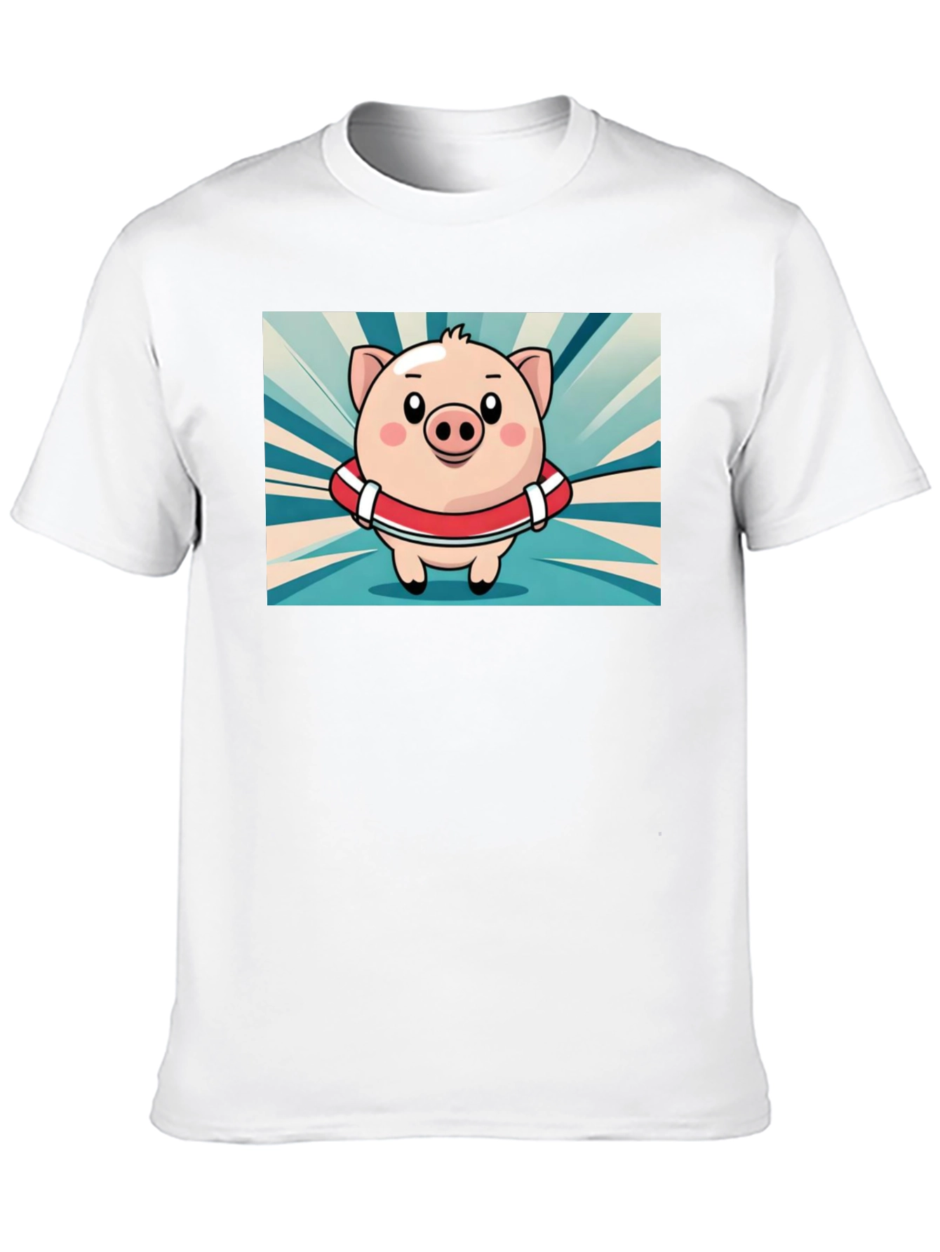 Pig Cartoon Graphic Tee - Black Cotton T-Shirt
