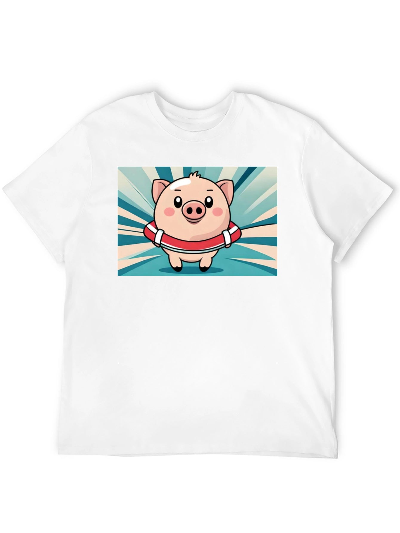 Pig Cartoon Graphic Tee - Black Cotton T-Shirt