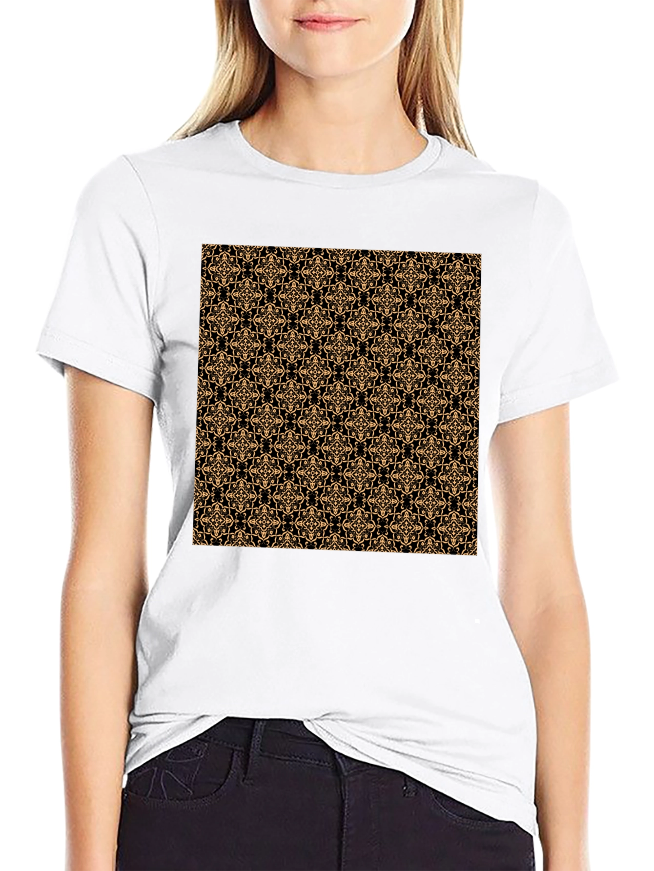 Elegant Pattern Black T-Shirt