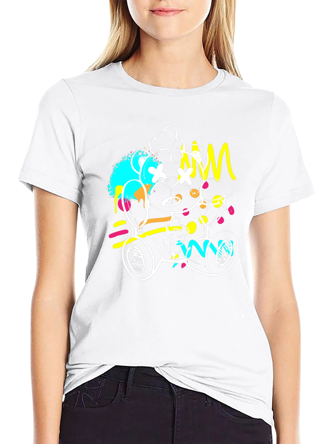 Abstract Teddy Bear Graphic Tee