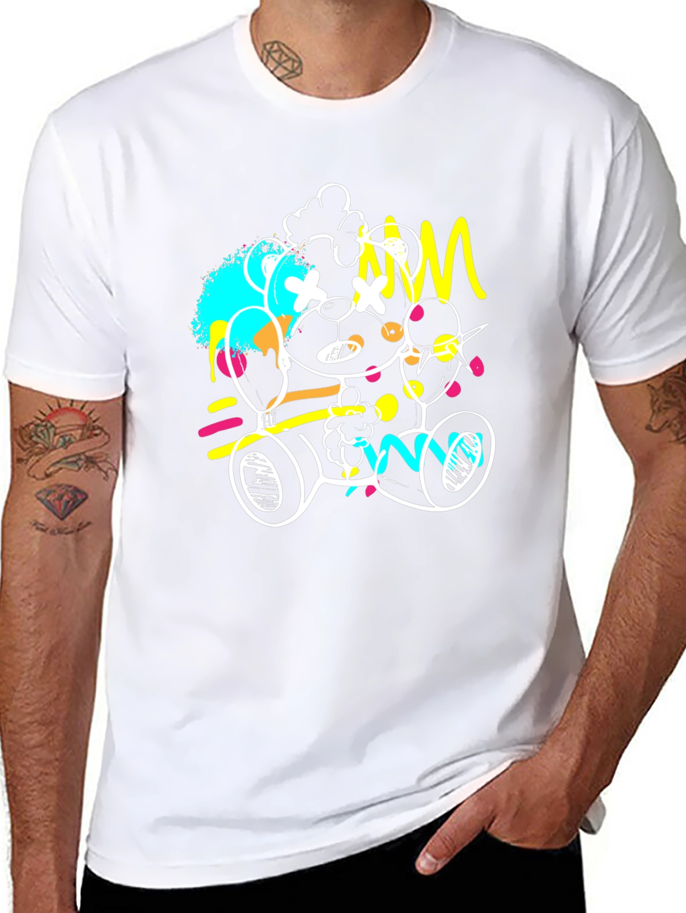 Abstract Teddy Bear Graphic Tee