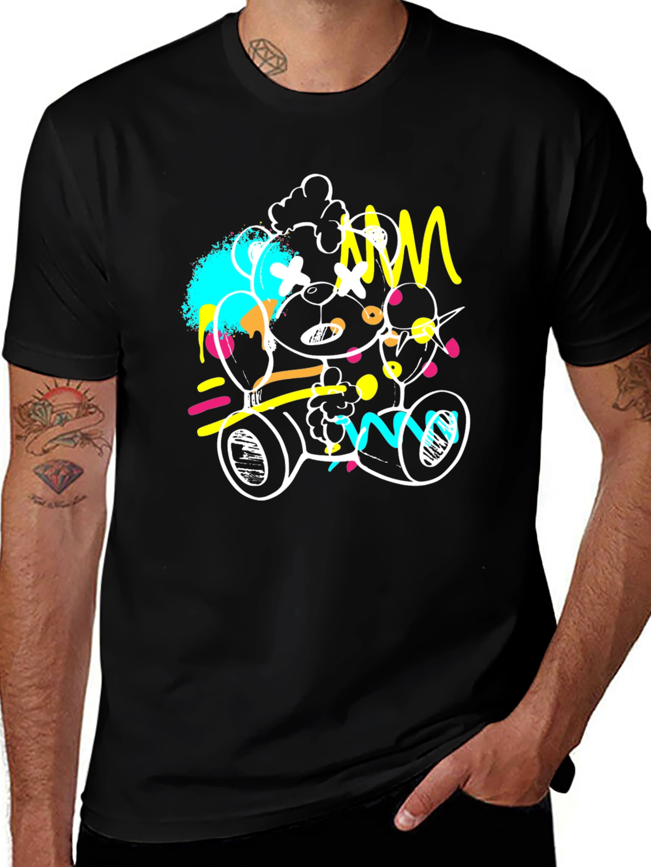 Abstract Teddy Bear Graphic Tee
