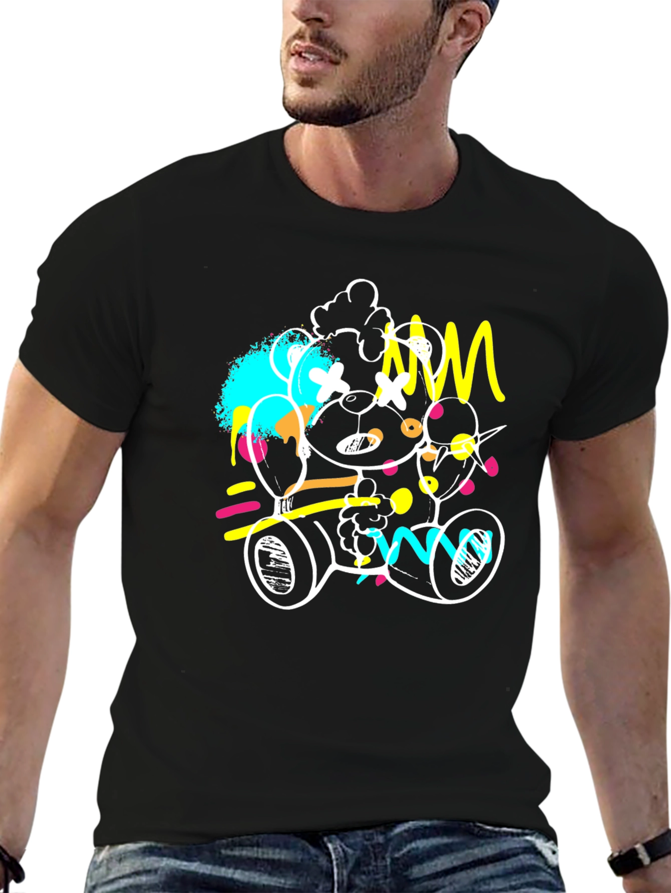 Abstract Teddy Bear Graphic Tee