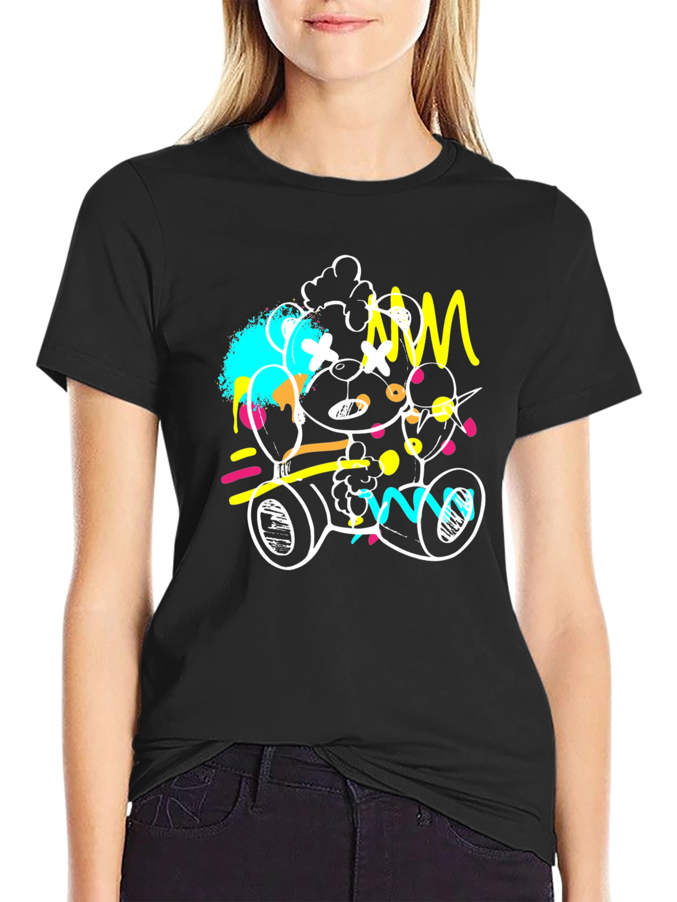 Abstract Teddy Bear Graphic Tee