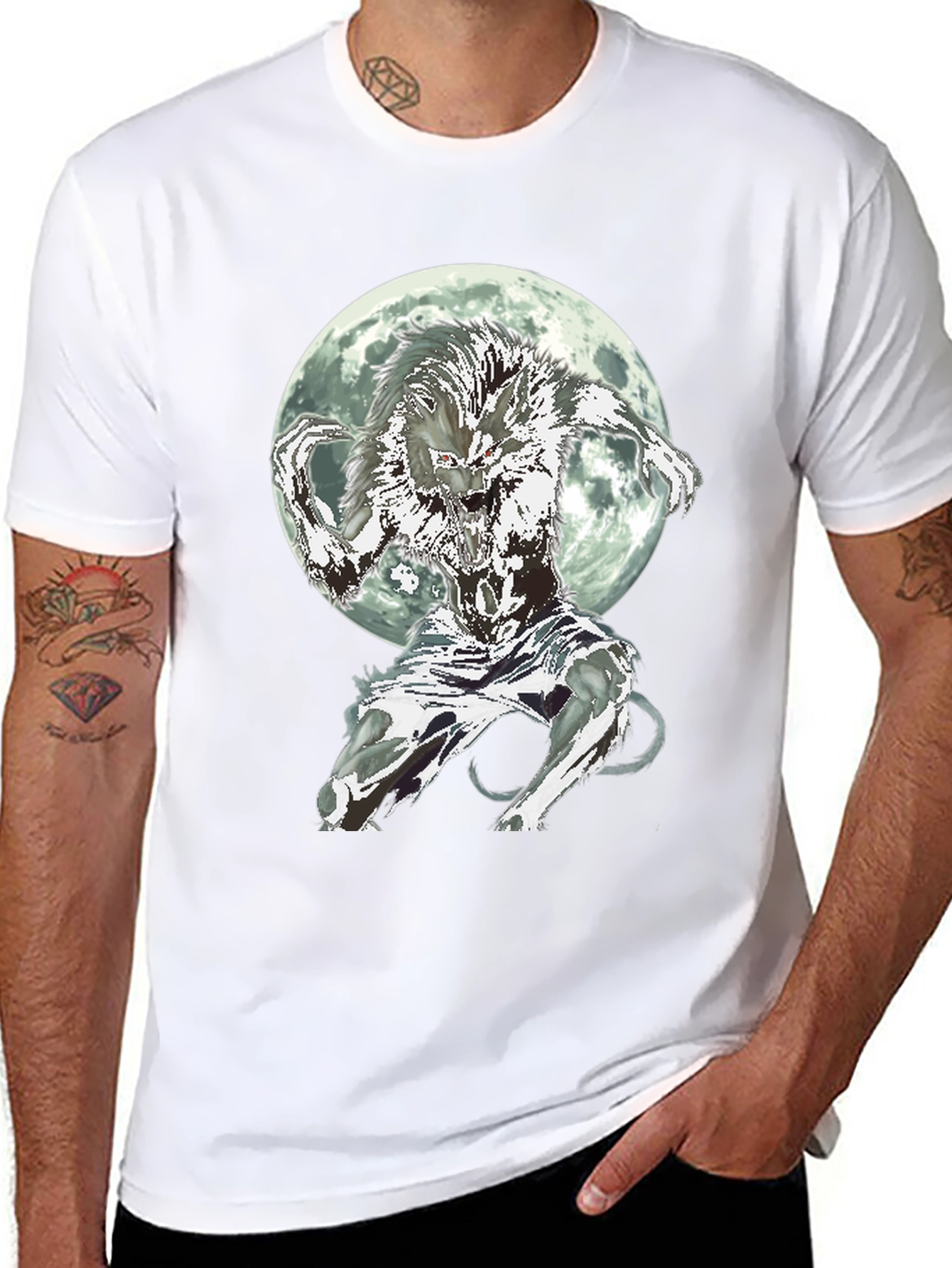Werewolf Moon Graphic Tee - Black Cotton