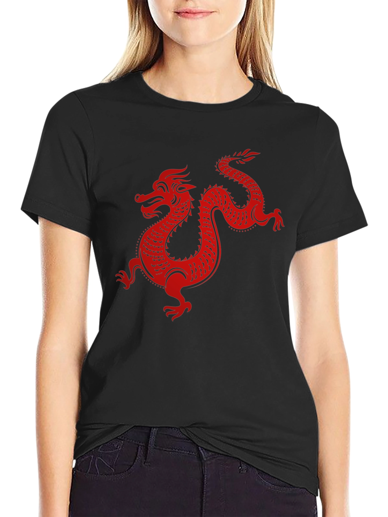 Red Dragon Graphic Black T-Shirt