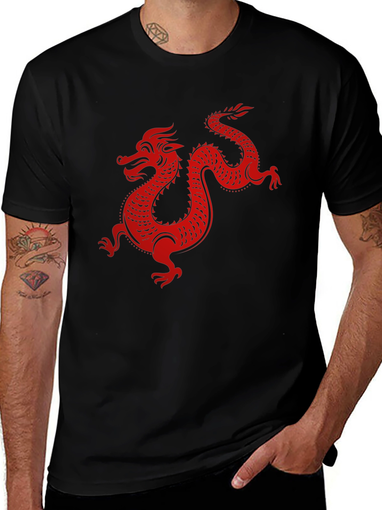 Red Dragon Graphic Black T-Shirt