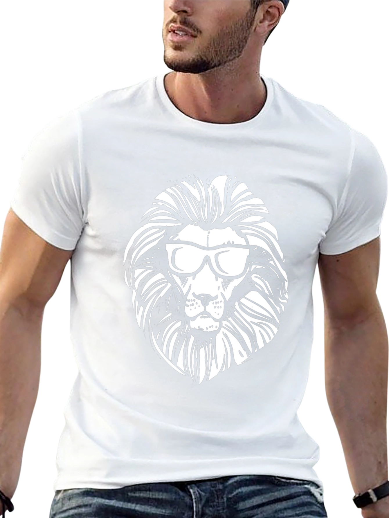 Cool Lion Graphic Tee - Black Cotton T-Shirt