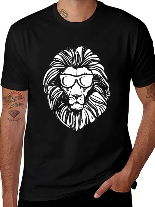 Cool Lion Graphic Tee - Black Cotton T-Shirt