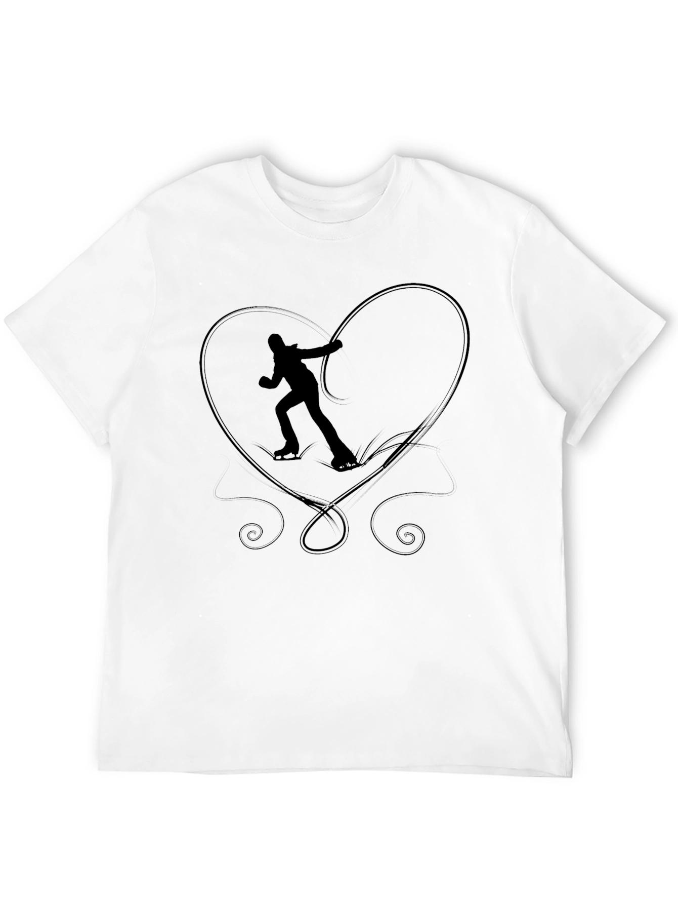 Figure Skating Heart Graphic Tee - Black