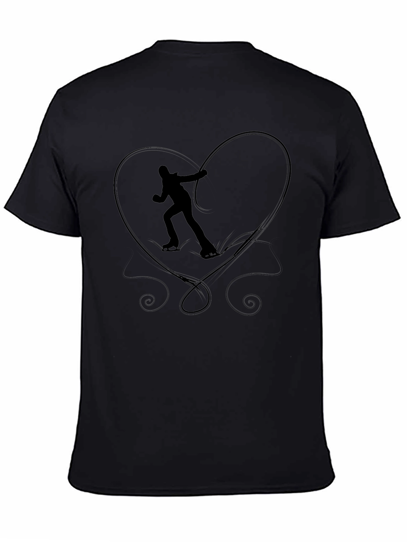 Figure Skating Heart Graphic Tee - Black