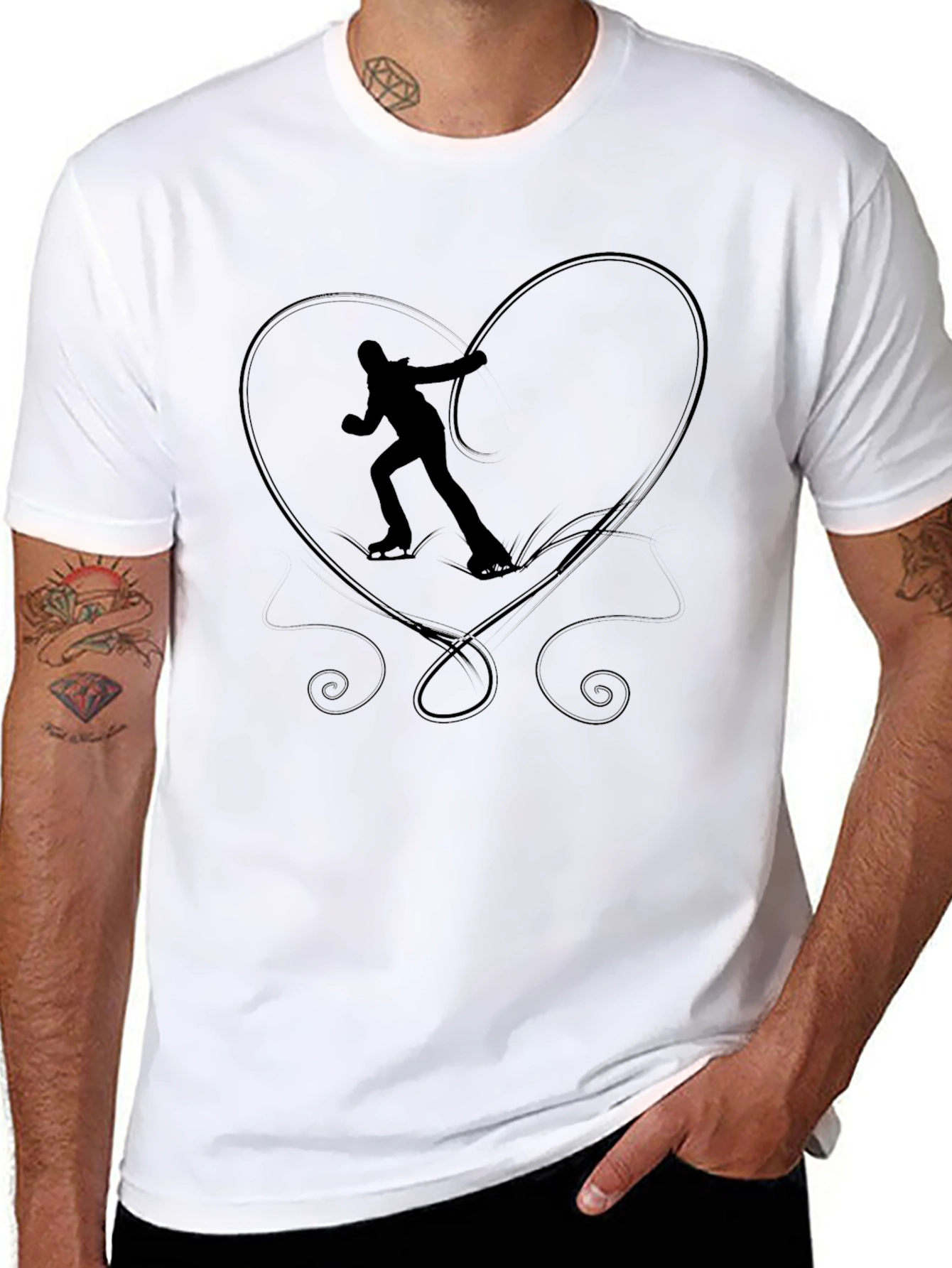 Figure Skating Heart Graphic Tee - Black