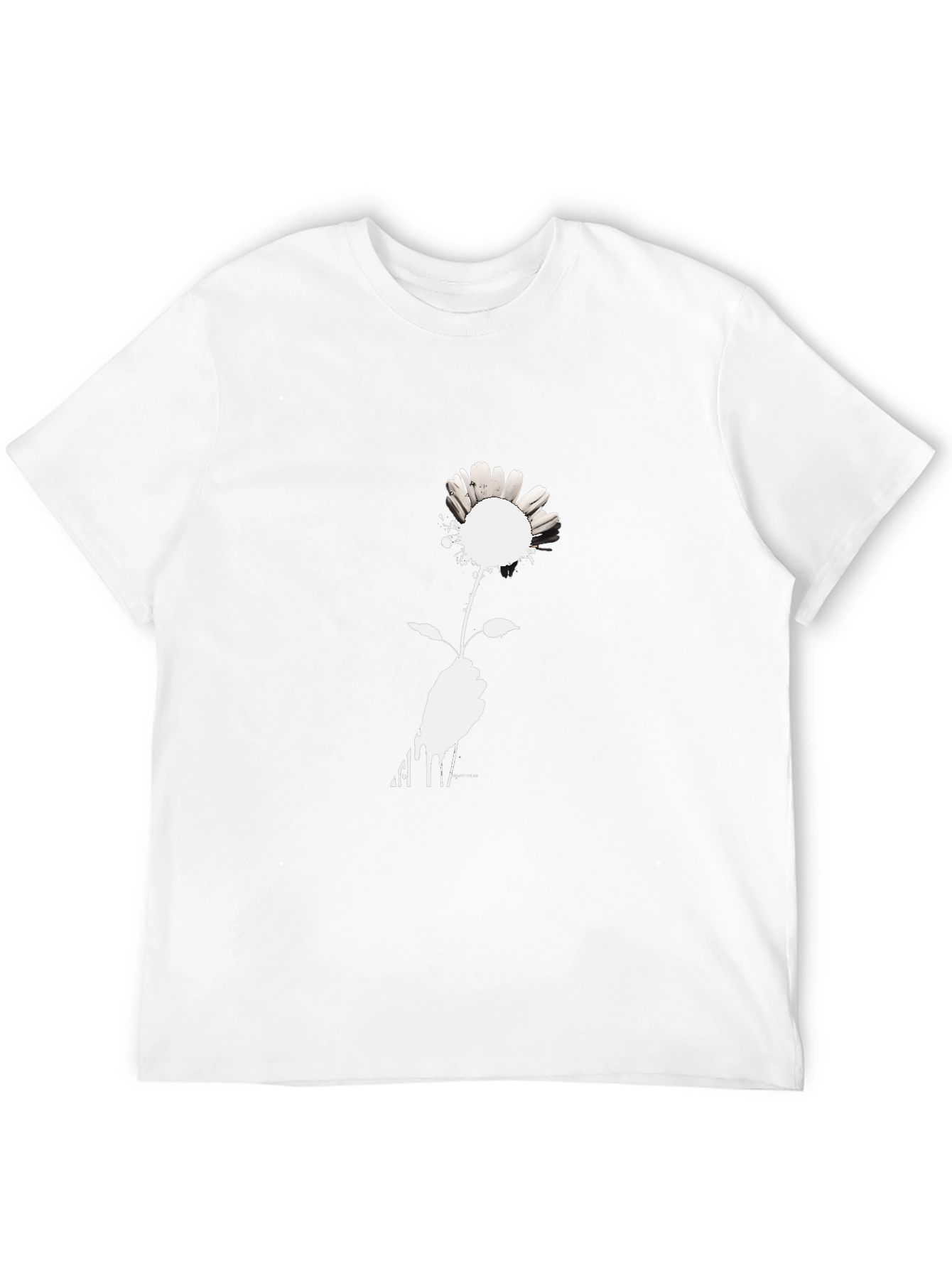 Black T-Shirt with Floral Hand Graphic