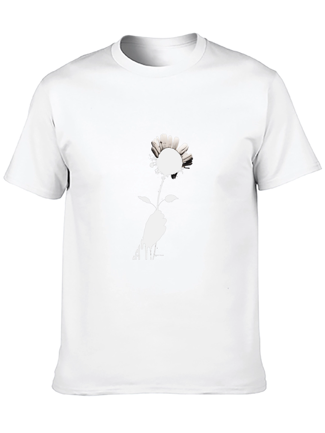 Black T-Shirt with Floral Hand Graphic