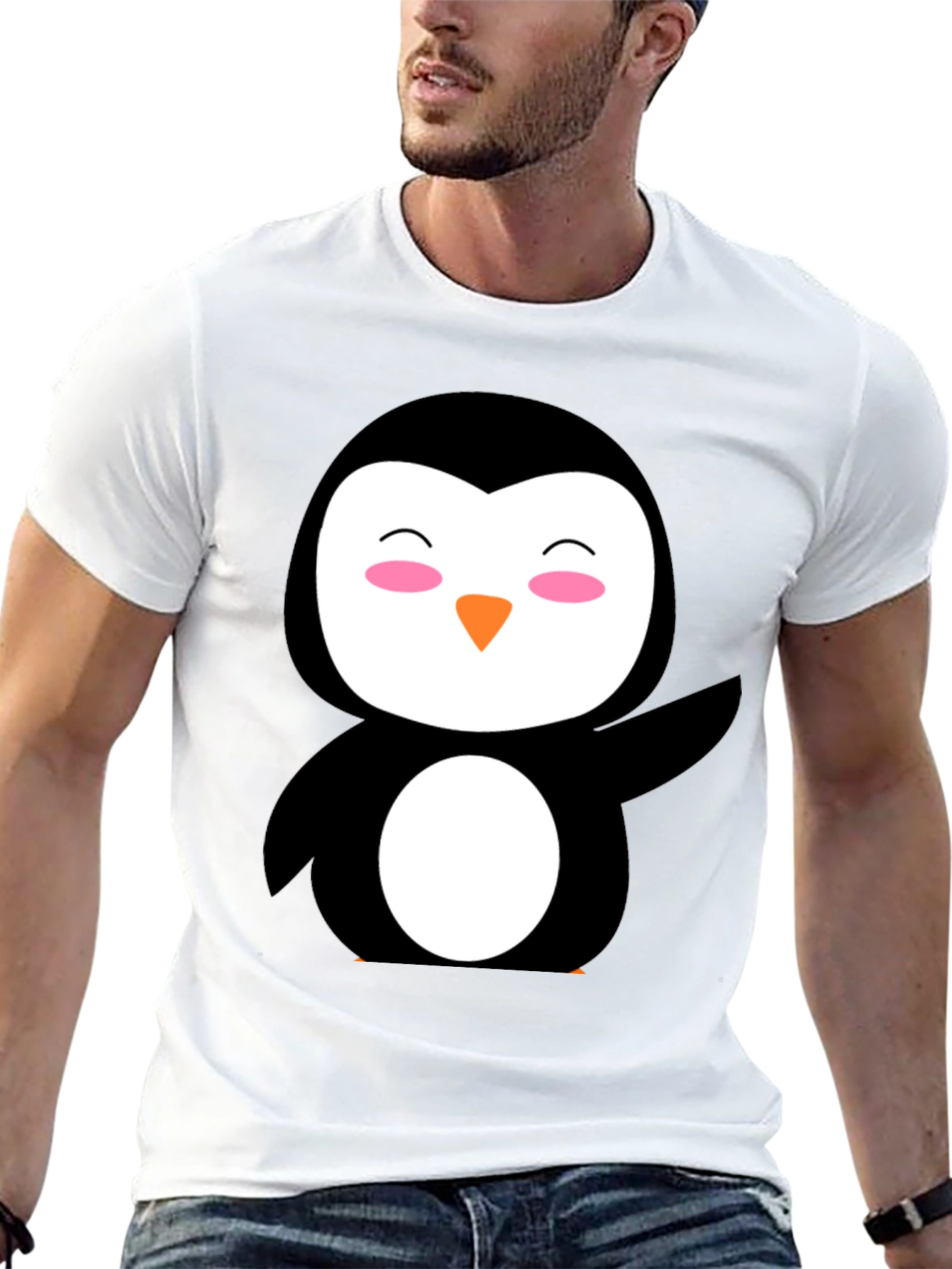 Cute Penguin Graphic Black T-Shirt