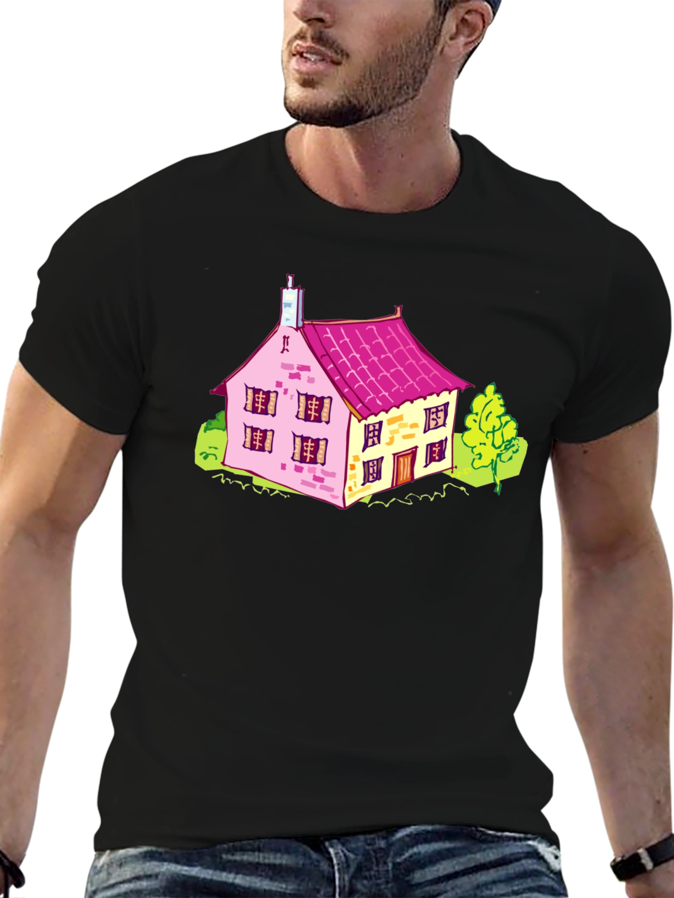 Cartoon House Graphic T-Shirt