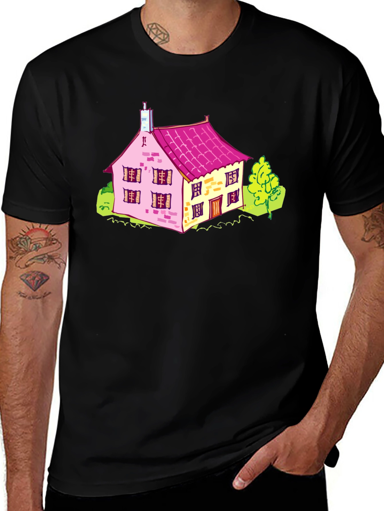 Cartoon House Graphic T-Shirt