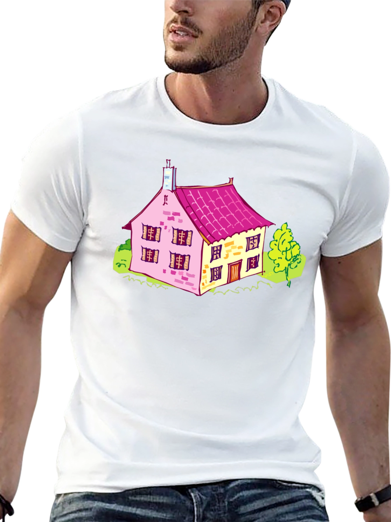 Cartoon House Graphic T-Shirt