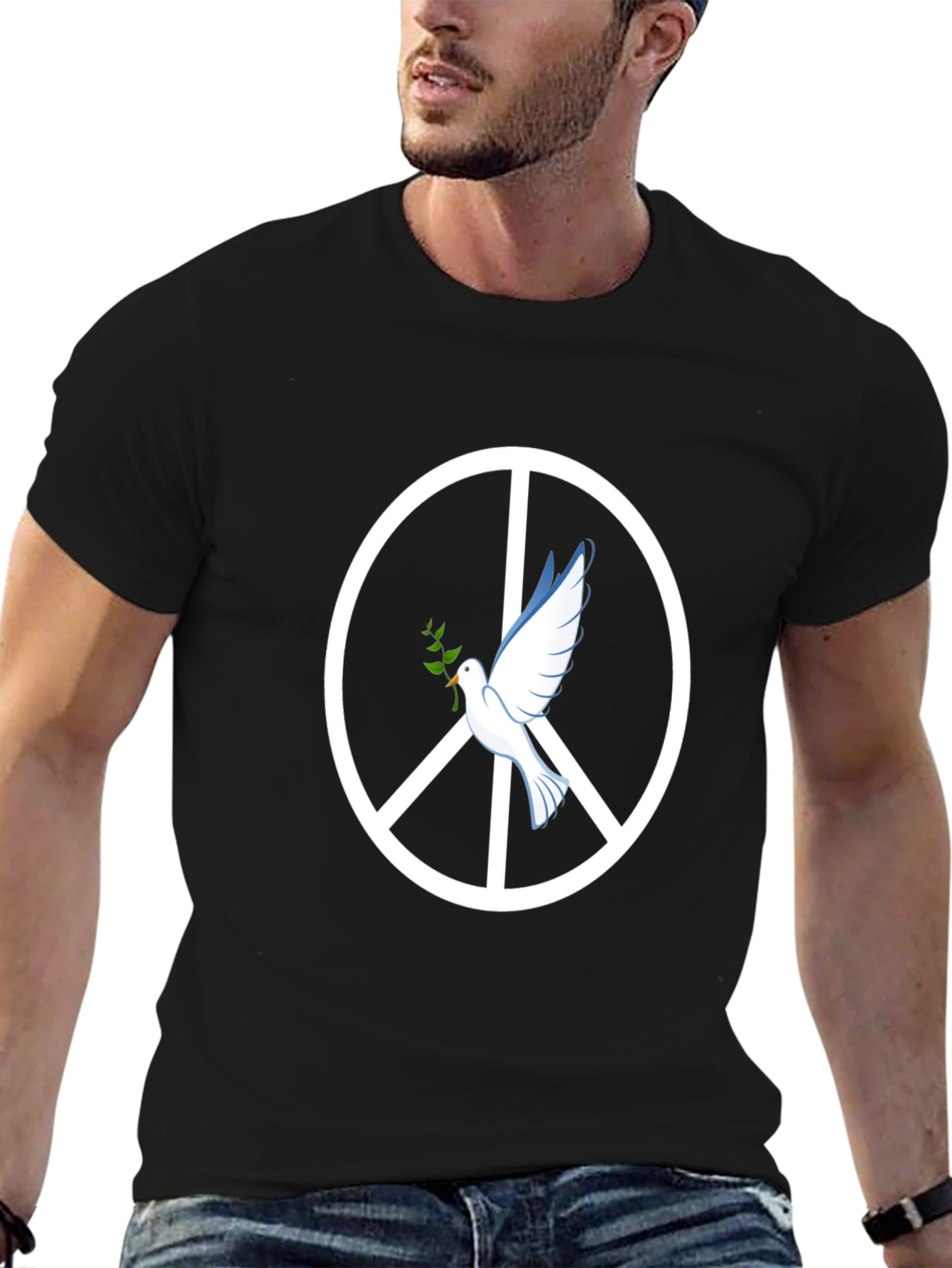 Peace Dove Graphic Tee - Black Cotton T-Shirt