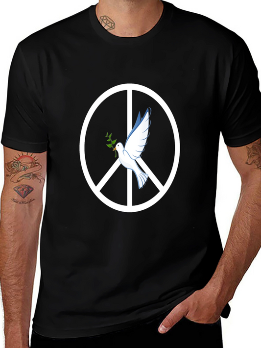 Peace Dove Graphic Tee - Black Cotton T-Shirt